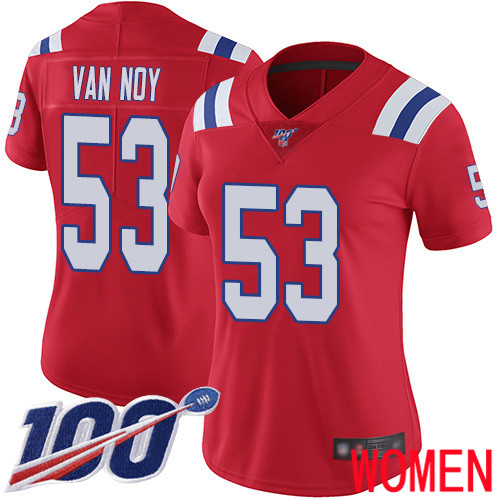 New England Patriots Football 53 100th Season Limited Red Women Kyle Van Noy Alternate NFL Jersey